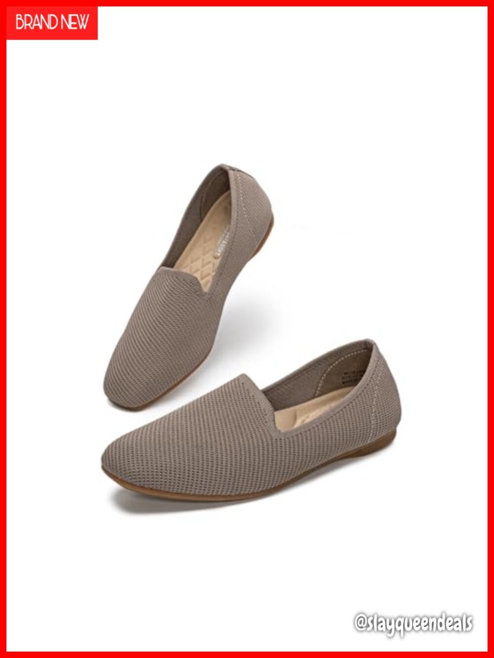 Women's Knit Flats Square Toe Slip On Loafers Breathable Ballet Flat Work Shoes